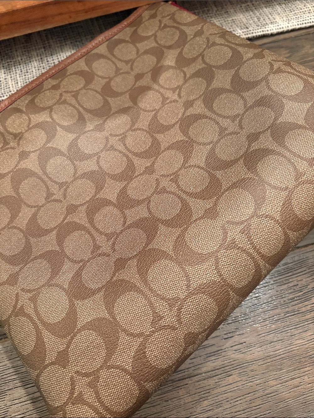 Coach Beige & Brown Signature Crossbody Bag - Picture 4 of 5